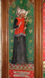 Julian of Norwich, as depicted in the church of Ss Andrew and Mary, Langham, Norfolk. From Wikipedia